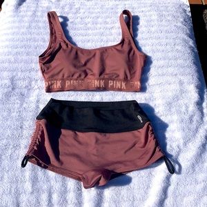 Pink Victoria’s Secret Ultimate matching top and bottom, exercise XS